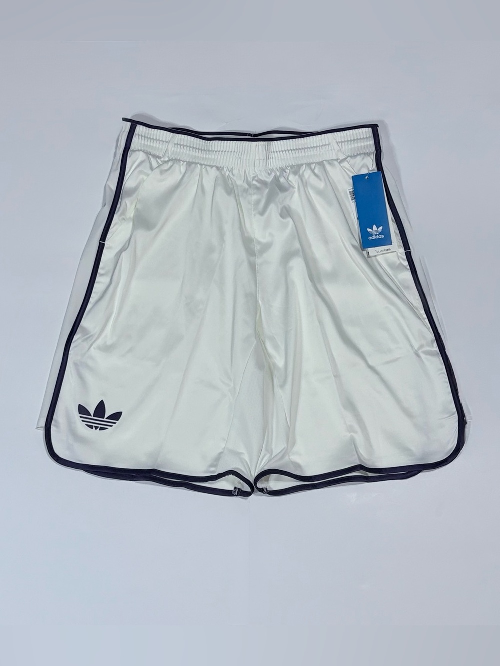 adidas Ergo Pro 9” Tennis Shorts White with Black & purple Trim and Trefoil logo